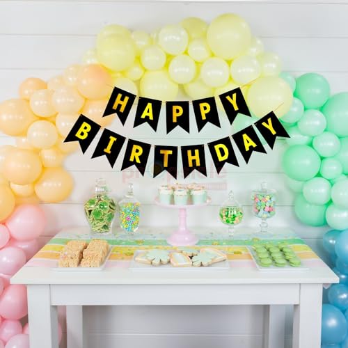 Happy Birthday Banner Glitter Black Fish tail